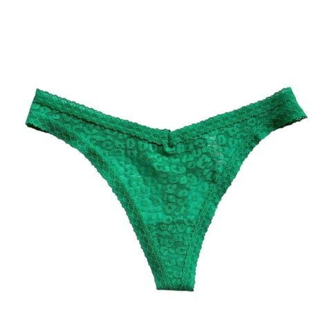 Трусики-стринги женские кружевные PINK Victoria's Secret Thong Panty зеленые mv1-7kh-526 фото