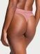 Трусики-стринги женские хлопковые с логотипом Victoria's Secret Logo Cotton Shine Patch Thong Panty пудровые i8f-1fs-dxc фото 2