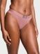 Трусики-стринги женские хлопковые с логотипом Victoria's Secret Logo Cotton Shine Patch Thong Panty пудровые i8f-1fs-dxc фото 1