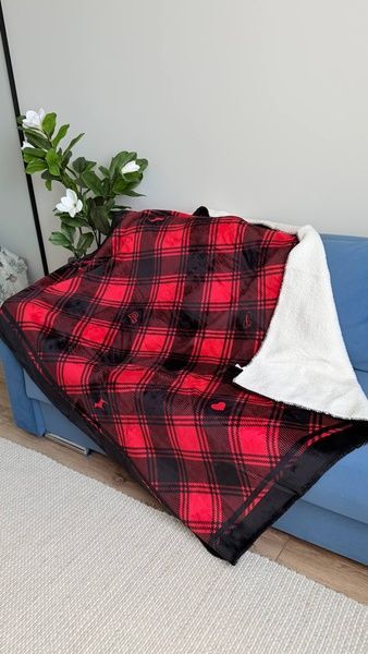 Плед красный в клетку Victoria's Secret Cozy-Fleece Blanket 27217029 фото