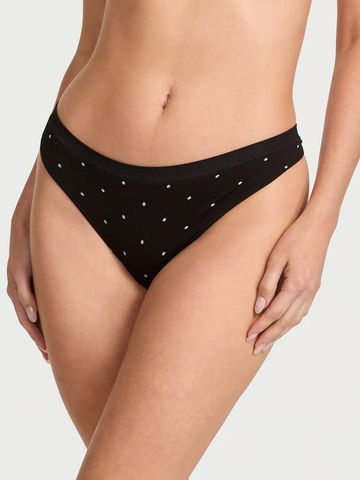 Трусики-стринги женские с микрофибры Victoria's Secret Seamless Thong Panty черные osz-doa-pqp фото