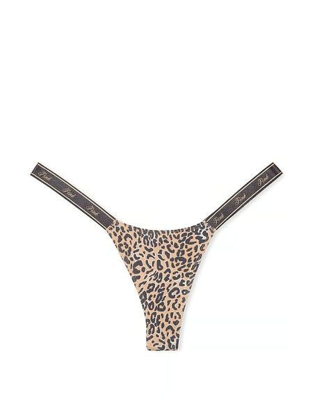 Трусики-стринги женские хлопковые PINK Victoria's Secret Logo Cotton Shine Micro Thong Panty леопардовые 72c-qwd-7mn фото