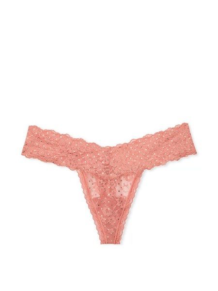 Трусики-стрінги жіночі Victoria's Secret Lace Thong Panty персикові l7h-7o4-vwn фото