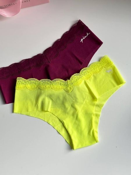 Трусики-чіки жіночі безшовні PINK Victoria's Secret жовтий неон wdg-9ez-ji7 фото