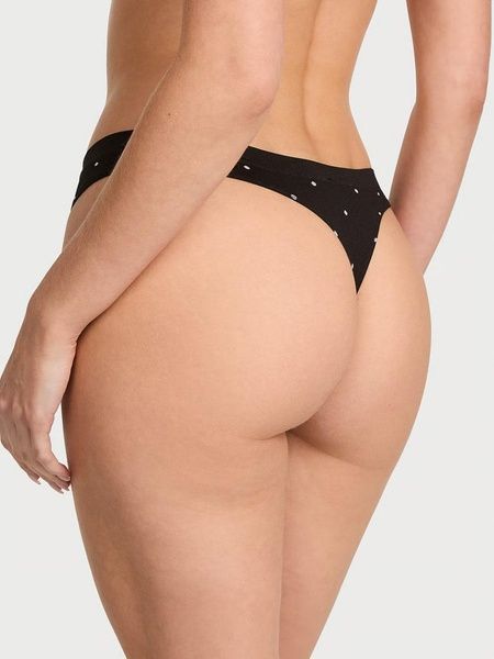 Трусики-стринги женские с микрофибры Victoria's Secret Seamless Thong Panty черные osz-doa-pqp фото