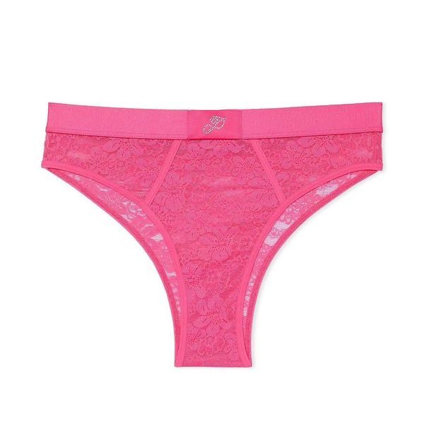 Трусики-бразилиана женские кружевные PINK Victorias Secret Wink Logo High-Cut Brazilian Panty розовые brq-e5c-r32 фото