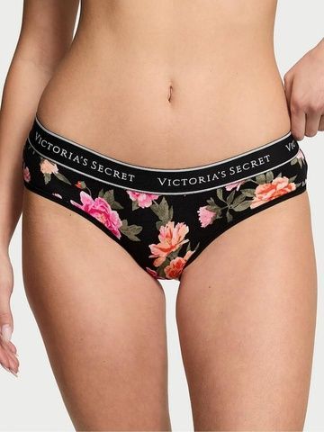 Трусики-хипстер женские Victoria's Secret Logo Cotton Hiphugger Panty черные udn-ymw-ngx фото