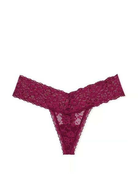 Трусики-стринги женские кружевные Victoria's Secret Lace Thong Panty бордовые z68-jps-8co фото