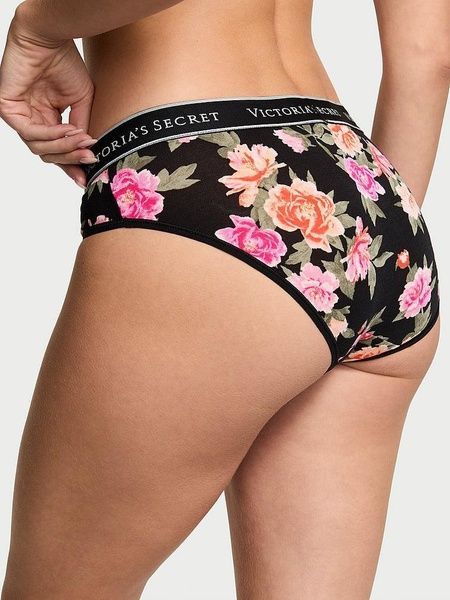 Трусики-хіпстер жіночі Victoria's Secret Logo Cotton Hiphugger Panty чорні udn-ymw-ngx фото
