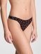 Трусики-стрінги жіночі бавовняні PINK Victoria's Secret Logo Cotton High-Leg Thong Panty чорні 36n-wqe-pl6 фото 1
