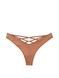 Трусики-стринги женские люксовые Victoria's Secret Strappy Back High-Leg Thong Panty темно-бежевые 46e-49e-lla фото 2