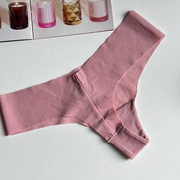 Трусики-стринги женские бесшовные PINK Victoria's Secret No-Show Thong Panty пудровые ovx-fb5-4hb фото