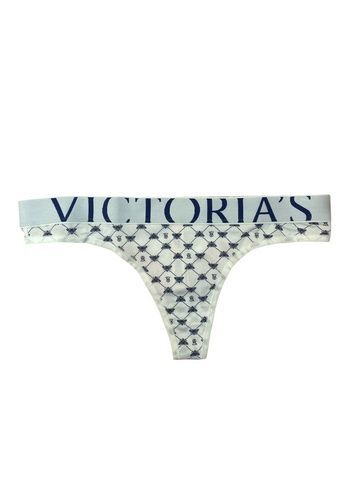 Трусики-стринги женские хлопковые с логотипом Victoria's Secret Exploded Logo Cotton Thong белые  m99-nno-4s6 фото
