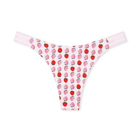 Трусики-стринги женские хлопковые PINK Victoria's Secret Logo Cotton High-Leg Thong белые mb4-io0-iuk фото
