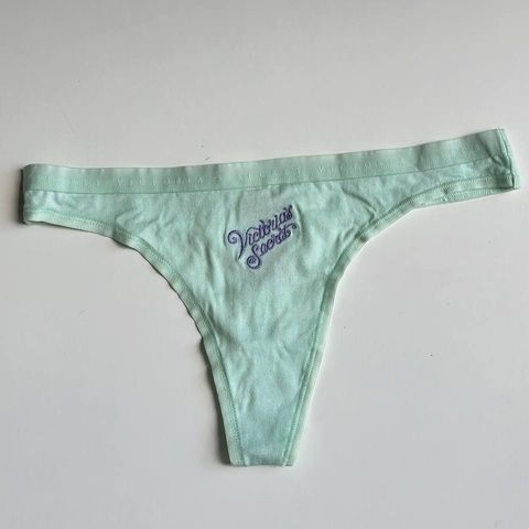 Трусики-стринги женские хлопковые Victoria's Secret Logo Cotton Thong Panty зеленые zk4-7n9-594 фото