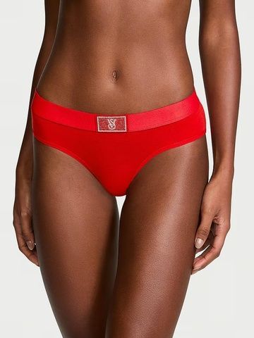 Трусики-хипстер женские хлопковые VIctoria's Secret Logo Cotton Shine Patch Hiphugger Panty красные vtz-bvi-odw фото