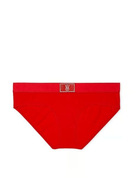 Трусики-хіпстер жіночі бавовняні VIctoria's Secret Logo Cotton Shine Patch Hiphugger Panty червоні vtz-bvi-odw фото