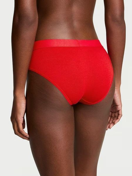 Трусики-хіпстер жіночі бавовняні VIctoria's Secret Logo Cotton Shine Patch Hiphugger Panty червоні vtz-bvi-odw фото