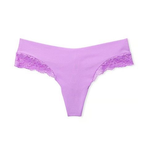 Трусики-стринги женские бесшовные Victoria's Secret PINK No-Show Soft Lace Thong сиреневые zq6-3g4-vb1 фото