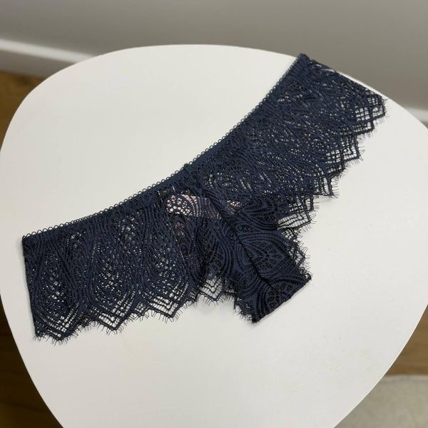 Трусики-чіки жіночі люксові мереживні Victoria's Secret темно-сині iq1-r89-tfe фото
