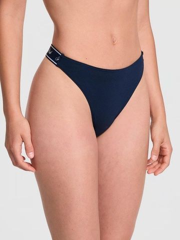Трусики-стринги женские хлопковые PINK Victoria's Secret Logo Cotton High-Leg Thong синие 20l-plc-eb1 фото