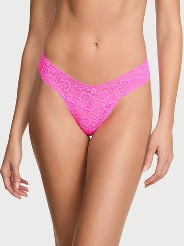 Трусики-стринги женские кружевные Victoria's Secret Lace Thong Panty розовые  lzh-4tz-ggk фото