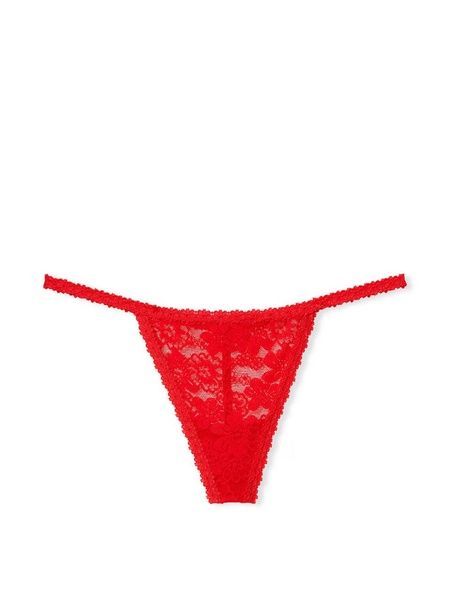 Трусики-стрінги жіночі мереживні PINK Victoria's Secret Wink V-String Panty червоні 4wy-2pr-lui фото