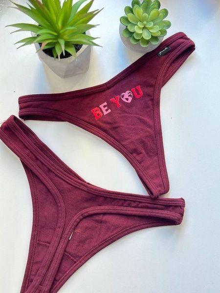 Трусики-стрінги жіночі PINK Victoria's Secret бордові 800-560 фото