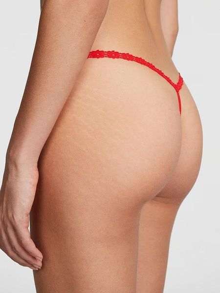 Трусики-стрінги жіночі мереживні PINK Victoria's Secret Wink V-String Panty червоні 4wy-2pr-lui фото