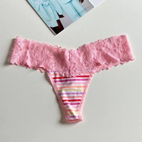 Трусики-стринги женские хлопковые Victoria's Secret Thong Panty розовые XS dr5-ygr-58i фото