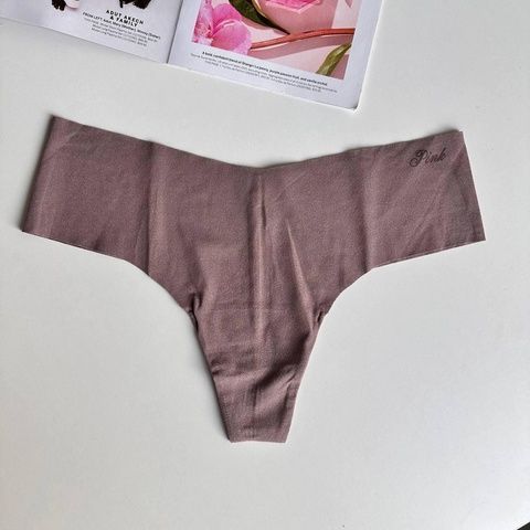 Трусики-стринги женские бесшовные Victoria's Secret No-Show Thong Panty светло-коричневые fuu-t74-1hq фото