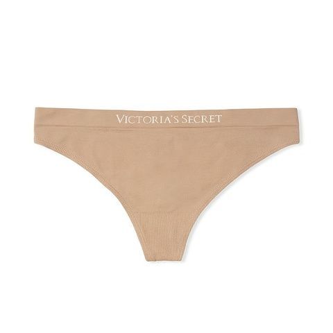 Трусики-стринги женские с микрофибры Victoria's Secret Seamless Thong Panty бежевые 28z-xv3-90w фото