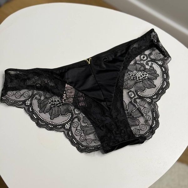 Трусики-бикини женские люксовые Victoria's Secret черные ccc-hr6-gla фото