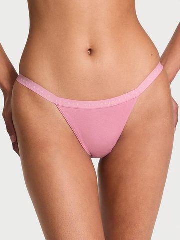 Трусики-стринги хлопковые Victoria's Secret Stretch Cotton V-String Panty розовые avf-89b-435 фото