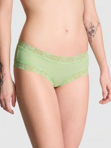 Трусики-чики женские хлопковые с кружевом&nbsp;PINK Victoria's Secret Wink Lace-Trim Cheeky Panty зеленые tj0-xas-7x3 фото
