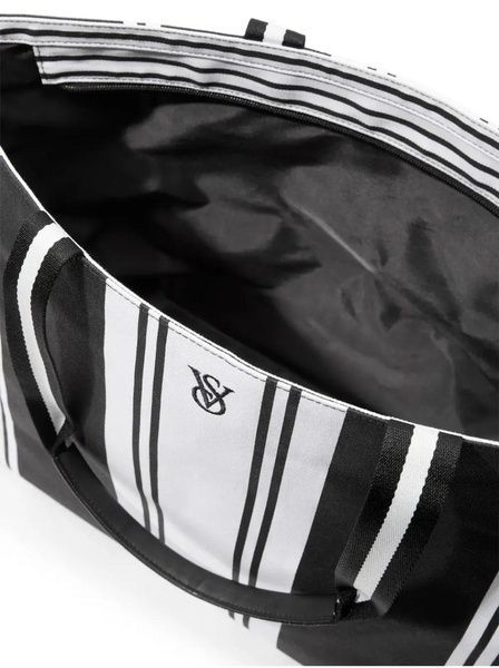 Сумка черно-белая Victoria's Secret VS Striped Tote 88i-77i фото