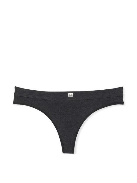 Трусики-стринги женские хлопковые с логотипом Victoria's Secret Logo Cotton Thong Panty черные ca7-5k4-8zj фото