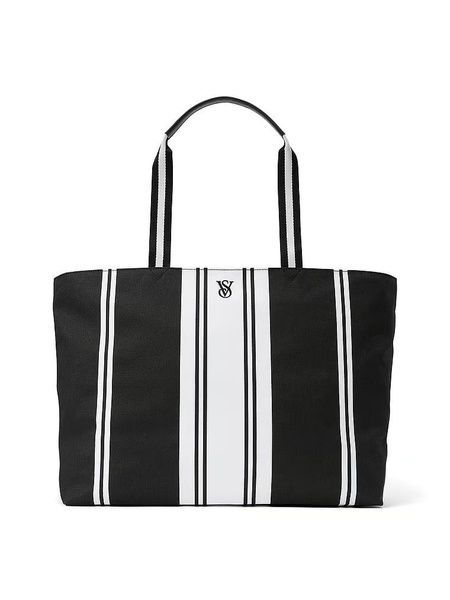 Сумка черно-белая Victoria's Secret VS Striped Tote 88i-77i фото