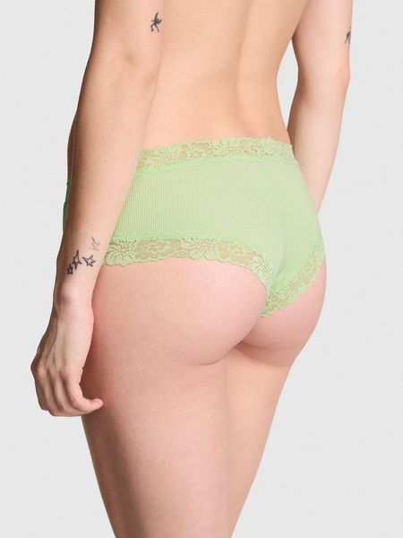 Трусики-чики женские хлопковые с кружевом&nbsp;PINK Victoria's Secret Wink Lace-Trim Cheeky Panty зеленые tj0-xas-7x3 фото