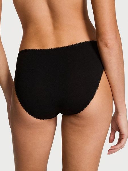 Трусики-бикини женские хлопковые Victoria's Secret Stretch Cotton Sparkle Bikini Panty черные j82-6ws-1hh фото