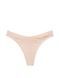 Трусики-стринги женские хлопковые PINK Victoria's Secret Logo Cotton High-Leg Thong бежевые vip-n8i-f8l фото 2