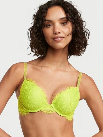 Бюстгальтер с пуш-ап Victoria's Secret Shine Chain Strap Lace Push-Up Bra желтый 0eh-5nr-hxy фото