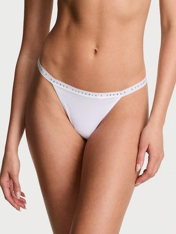 Трусики-стринги хлопковые Victoria's Secret Stretch Cotton V-String Panty белые qtb-jh8-weo фото