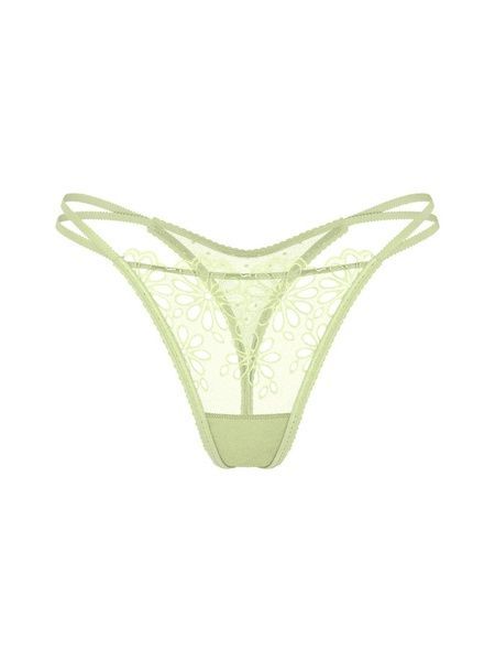 Трусики-стрінги мереживні з подвійними резинками Victoria's Secret Eyelet Mesh Strappy String Thong Panty зелені 6kx-zph-g4l фото