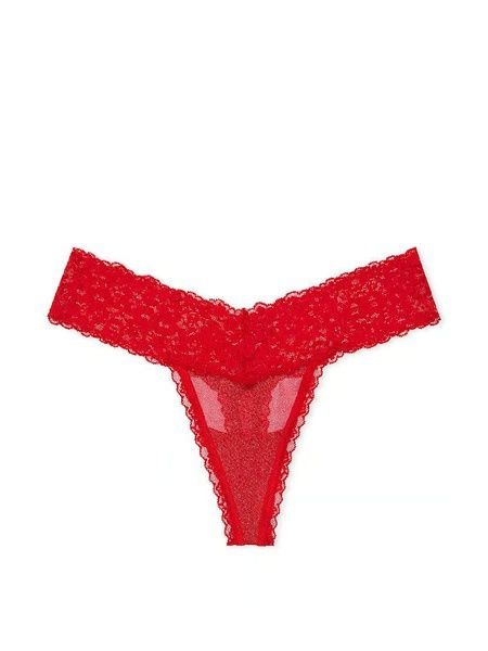 Трусики-стринги женские Victoria's Secret Sequin Posey Mesh Thong Panty красные i7a-b8f-908 фото