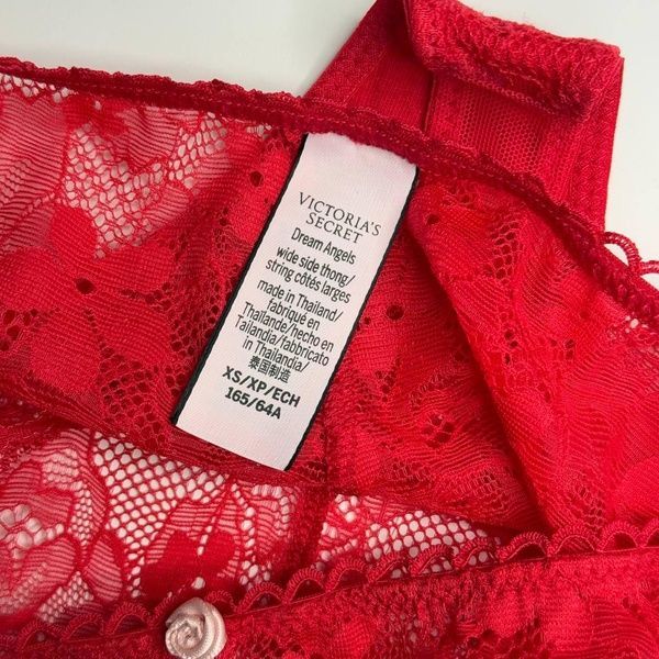 Трусики-чіки жіночі люксові мереживні Victoria's Secret червоні 1c1-jra-ten фото