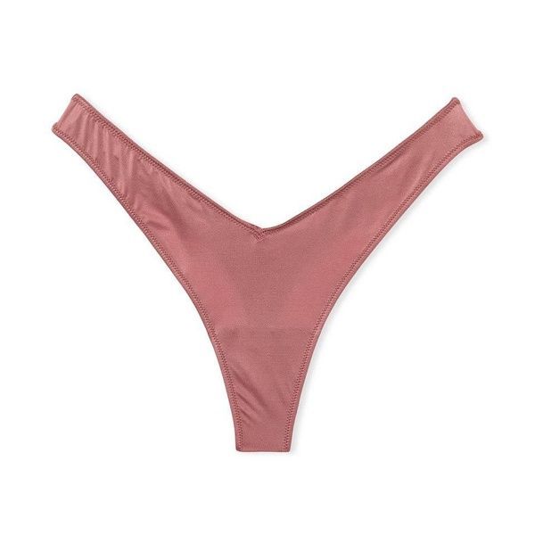 Трусики-стринги женские люксовые Victoria's Secret Strappy Back High-Leg Thong Panty пудровые ud1-8db-4y4 фото