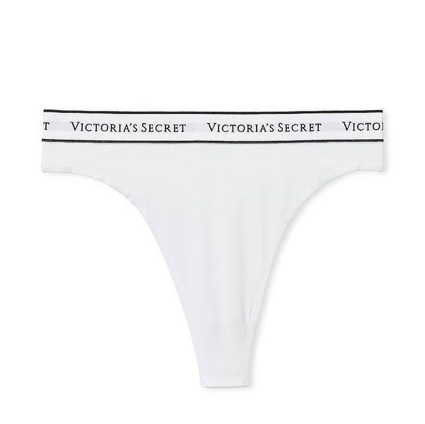 Трусики-стринги с высокой посадкой Victoria's Secret Logo Cotton High-Waist Thong Panty белые 5xs-iqq-5qs фото