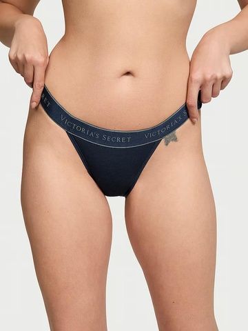 Трусики-бикини женские Victoria's Secret CottonTanga Panty темно-синие ztk-611-yre фото