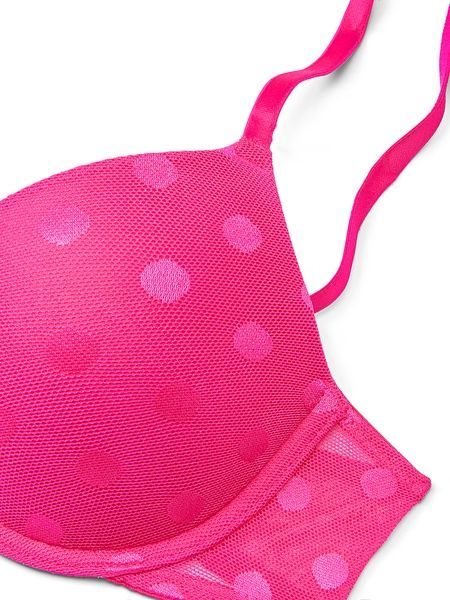 Бюстгальтер c пуш-ап в горошек розовый PINK Victoria's Secret Wear Everywhere Push-Up Bra 7er-1yb-129 фото